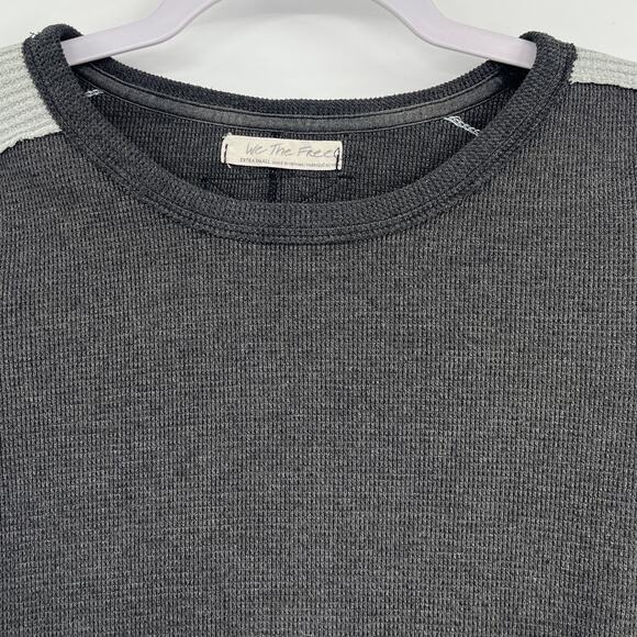 We The Free Thermal Waffle Knit Henley Top Sz XS Y2K Grunge Street Colorblock - Picture 2 of 12